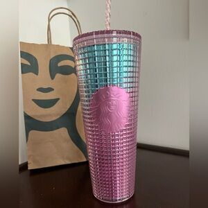 Starbucks  Venti Pink Aqua Cold Grid Cup Tumbler 24 oz NEW from 2021